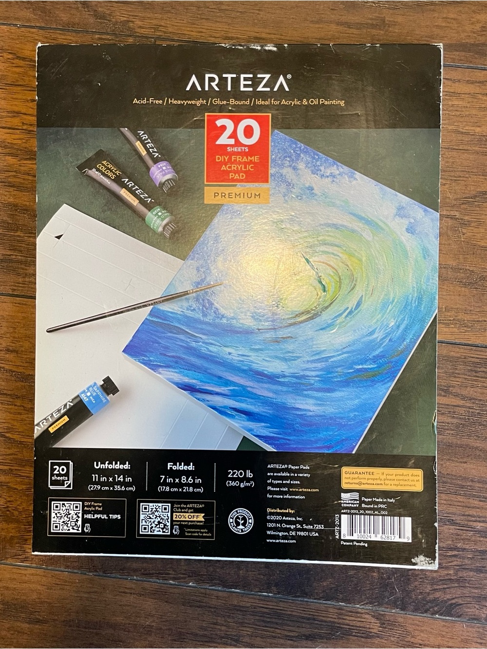Arteza Premium DIY Frame Acrylic Pad – Blue Acrylic Painting Pad (20 Sheets)